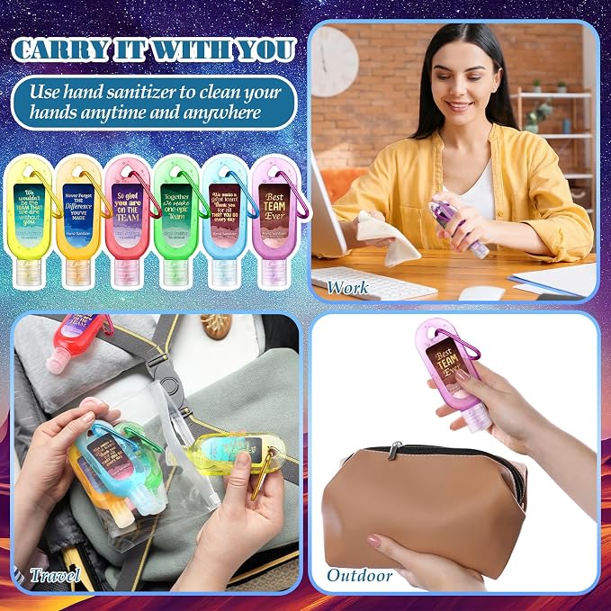24 Pcs Team Appreciation Hand Sanitizers Keychain Mini Hand Sanitizers Gel Travel Size Appreciation Thank You Gift Bulk for Christmas Thanksgiving Team Employee Coworker Teacher Nurse Staff Gift