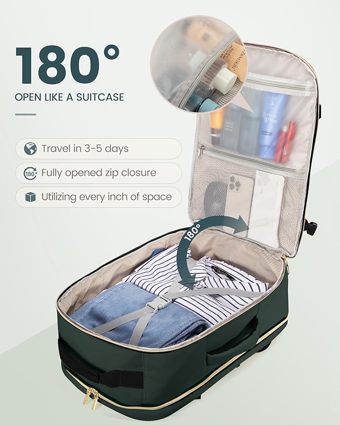 LOVEVOOK 40L Travel Backpack Flight Approved Carry on Backpack,3 Packing Cubes,Waterproof Personal Item Travel Bag,TSA Carry on Luggage Suitcase Travel Essentials,Gifts for Women & Men,fits 17" Laptop