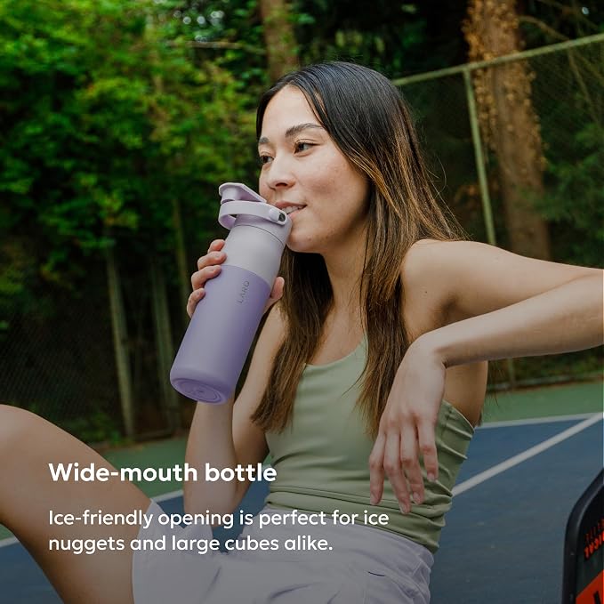 LARQ Swig Top — Insulated Stainless Steel Water Bottle with Straw, Detachable Silicone Handle, Vacuum 24h Cold, BPA-Free Metal Bottle for Gym, Travel, Office, Wide Mouth for Ice — 34 oz, L. Lavender