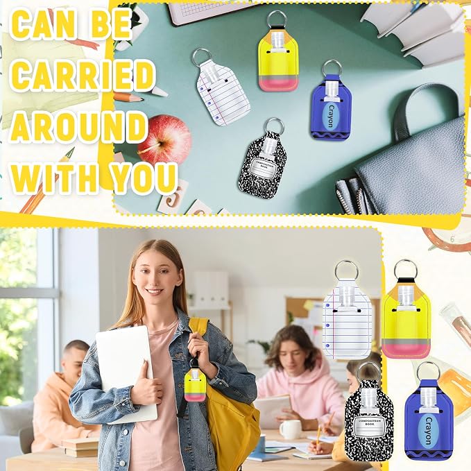 28 Sets Teacher Appreciation Gifts Hand Sanitizer Keychain Holders with Empty Travel Bottles Bulk Thank You Gifts for Teacher Employees Coworker Appreciation Gift