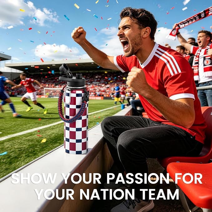 RAYMYLO 2026 Soccer Biggest Event Edition Insulated Water Bottle 40 oz, Nation Flag Design, Best Souvenir & Gift for World Soccer Lover, Vacuum Stainless Steel (Cold for 36Hrs), Leak Proof & Non-BPA