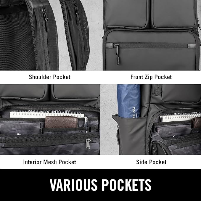 The Kenneth Cole REACTION Ryder 17-Inch Coated Polyester Travel Laptop Backpack Bag, Black