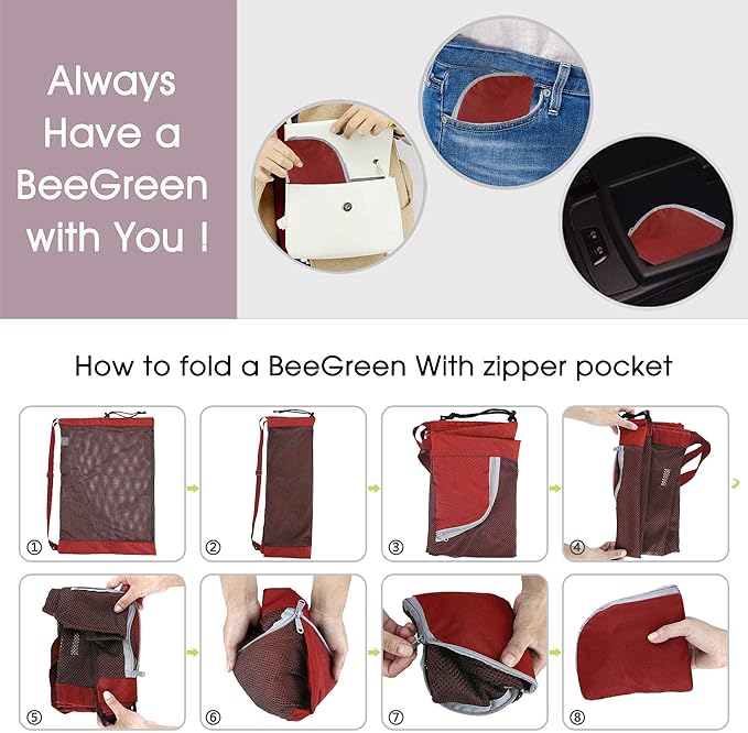 BeeGreen Mesh Drawstring Bag Swim Backpack for Beach Pool Sports Gym Draw String Cinch Bags for Swimming Soccer Basketball Gear Red