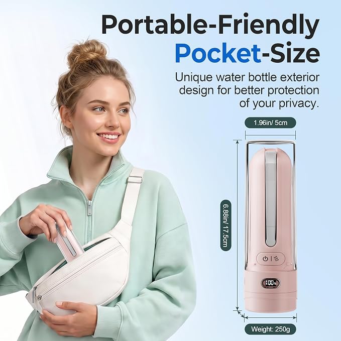 Electric Portable Bidet – Rechargeable Travel Bidet for Women Postpartum Care & Personal Hygiene | with 3 Pressure Modes for Home Travel & Camping (Pink)