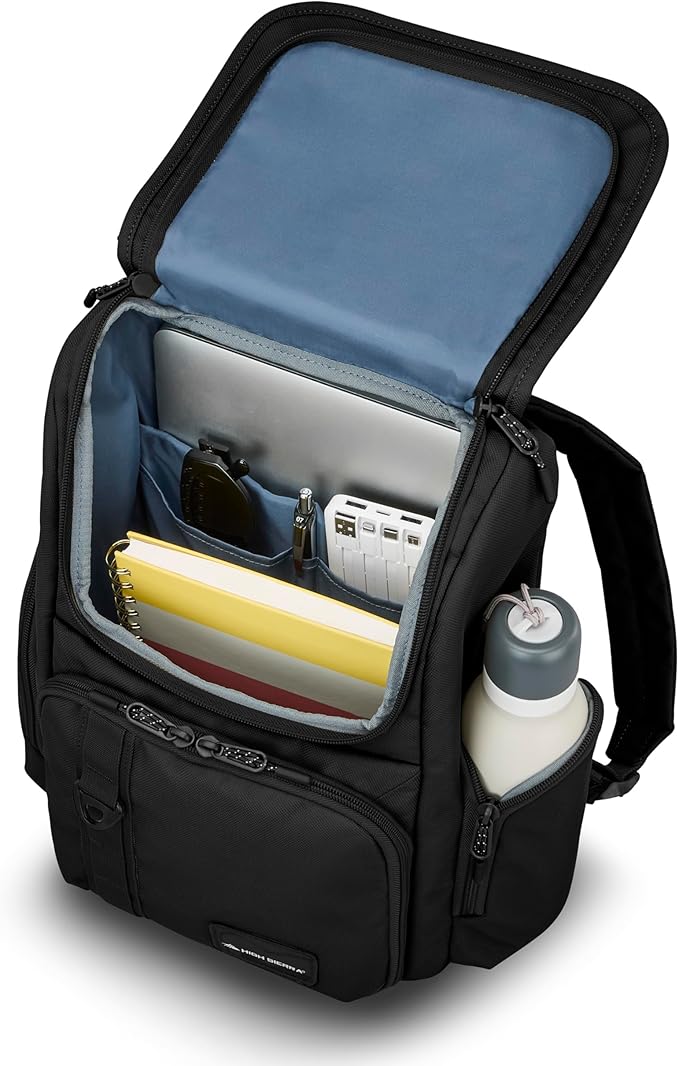 High Sierra Lineage Flap Backpack- Black