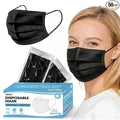 NNPCBT Black Individually Wrapped Masks 50pcs, Disposable Face Masks for Adults, 3 Ply Breathable Face Mask Black Indoor Outdoor