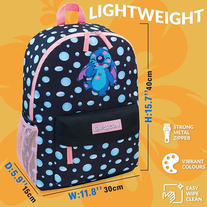 Disney Stitch Backpack for Girls Teens School Bag Kids Book Bag School Supplies Gifts (Black)