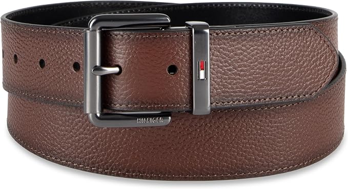 Tommy Hilfiger Men's Reversible Leather Belt, 2‑in‑1 Design for Dress Or Casual Wear