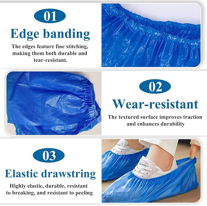 1200 Pack(600 Pairs) Disposable Shoe Covers Non Slip Waterproof Durable Shoe Booties Covers Recyclable Shoe Protector Covers for Indoor Floor Carpet Workplace, One Size Fit Most