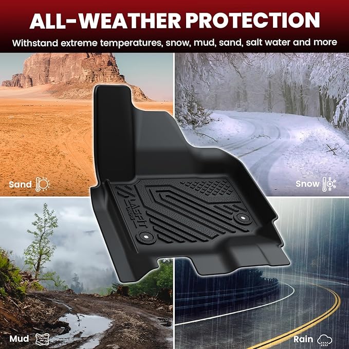 LASFIT Floor Mats for 2025 2026 2027 Ford Expedition 7 Seats Standard (Not Fit 8 Seats and Not Fit Max),All Weather Protection TPE Easy Clean Floor Liners,3Row,4PCS Black