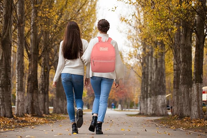 Trail maker Classic 17 inch Backpacks with Adjustable Padded Straps | School Backpacks for Girls, Boys (Coral)