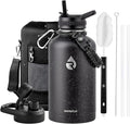 RAYMYLO Insulated Water Bottle 64 oz, Triple Wall Vacuum Stainless Steel (Cold for 48 Hrs), Leak Proof & Non-BPA, Half Gallon Water Flask Jug with Paracord Handle & Straw Spout Lids