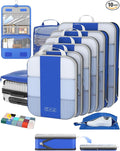 10 Set Compression Packing Cubes for Travel Essentials,Compressible Expandable Packing Cubes for Suitcase,OlarHike Luggage Garment Bags for Travel,Handy Helper for Organizing Clothes(Klein Blue)