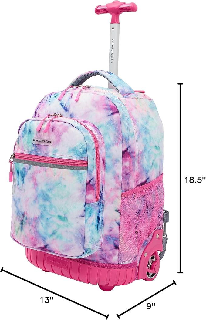 Travelers Club 18" Rolling Backpack with Shoulder Straps, Tye Dye