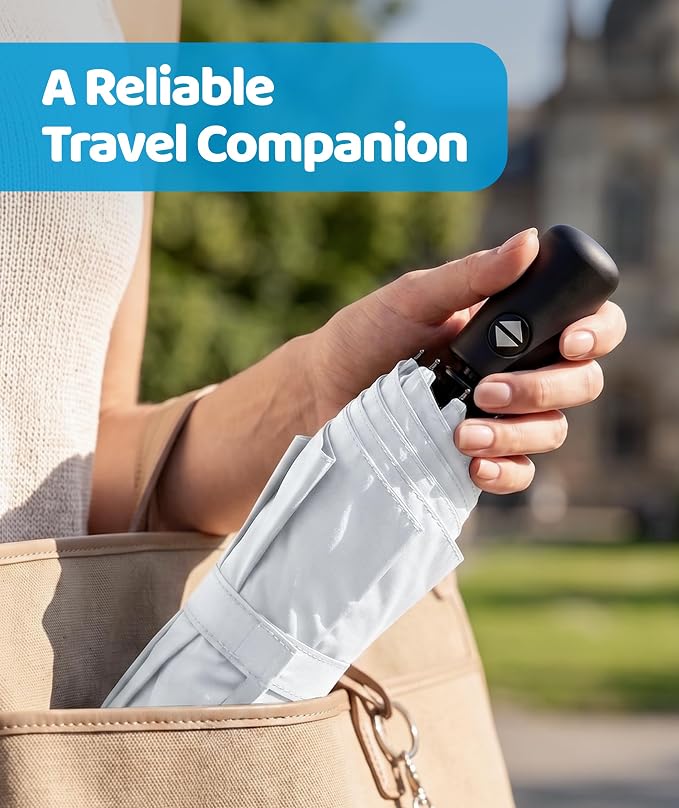 Rain-Mate Windproof Compact Umbrellas for Rain - Strong Reinforced Fiberglass Rib Design & Auto Open & Close - Portable Folding Travel Umbrella - Lightweight & Packable for Women & Men, Easy Collapse