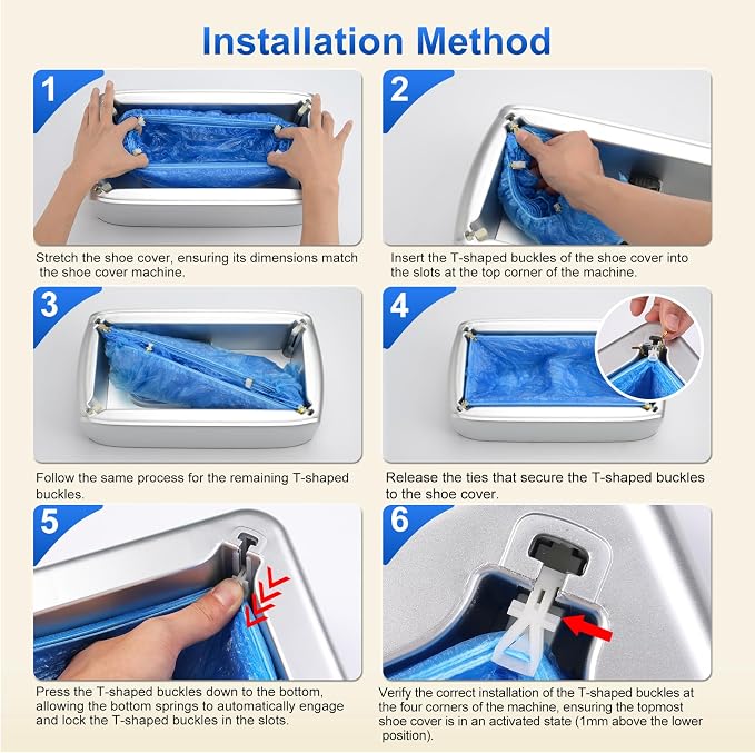 LYSHIYI Shoe Cover Dispenser with 200pcs Disposable Shoe Covers, Automatic Shoe Cover Machine Fits shoes up to Men's size 12, Suitable for Home, Factory, Hospital (Silver)
