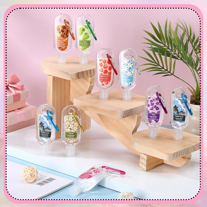 24 Pack Scented Hand Sanitizers Keychain Gift Flower Scented Mini Hand Sanitizer Bulk 1 oz Travel Size Set Thank You Gift for Teacher Nurses Team Doctors Coworker Back to School Party Supplies
