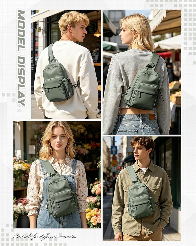 SEAFEW Sling Crossbody Bag for Men Women, Green