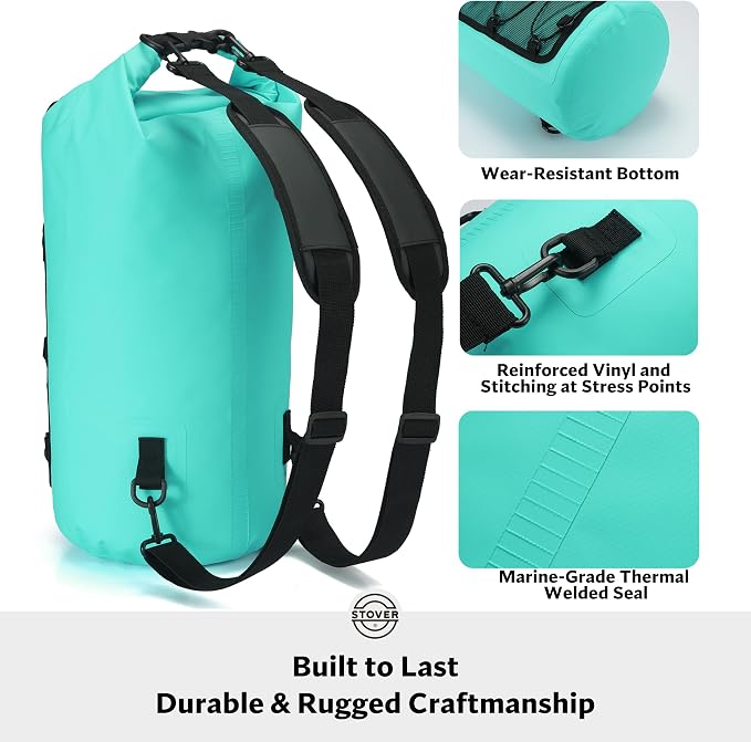 STOVER 5/10/25/30/40/55L Waterproof Dry Bag- Roll-Top Backpack w/Phone Case- Kayaking, Hiking, Camping, Boating- Men/Women