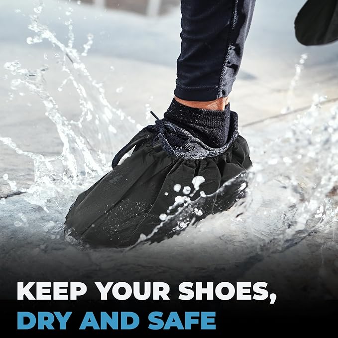 Blue Shoe Guys Reusable Waterproof Shoe Covers – 4 Pack (2 Pairs) – Rain Boot Covers for Men & Women – Durable, Washable, Non-Slip Overshoes for Indoor & Outdoor Protection
