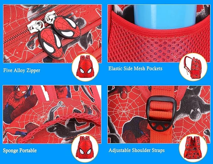 Cartoon Spider Schoolbag with Pencil Case - 3D, Waterproof, Large-Capacity for Primary School Boys (14in)