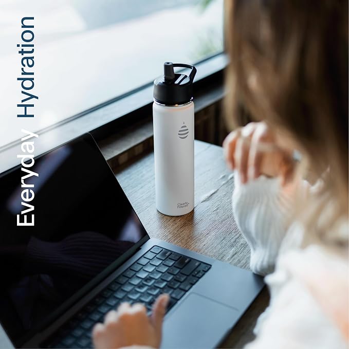 Clearly Filtered Water Bottle | Targets/Removes 200+ Contaminants, Double-Wall Insulated Stainless Steel, BPA/BPS Free, Phthalate Free, Filters Flouride Leads Chlorine (20oz, Sage Gray)