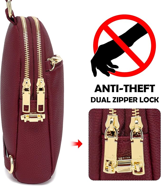 INICAT RFID Blocking Sling Bag, Anti Theft Crossbody Bag for Women Compact Travel Purses Vegan Leather