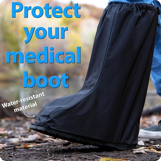 Omeer Water Resistant Walking Boot Cover for Medical & Orthopedic Boots With Anti-Slip, Heavy Duty Sole, Rain & Snow Resistant Medical Boot Protection (Small)