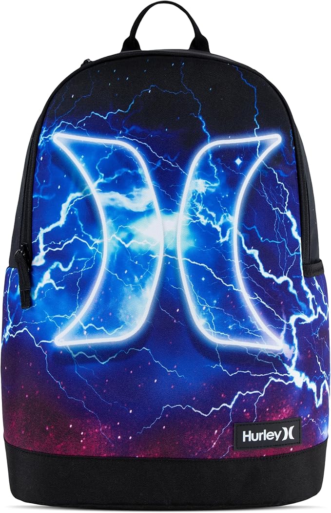 Hurley Unisex-Kids Graphic Backpack, Lightening, One Size