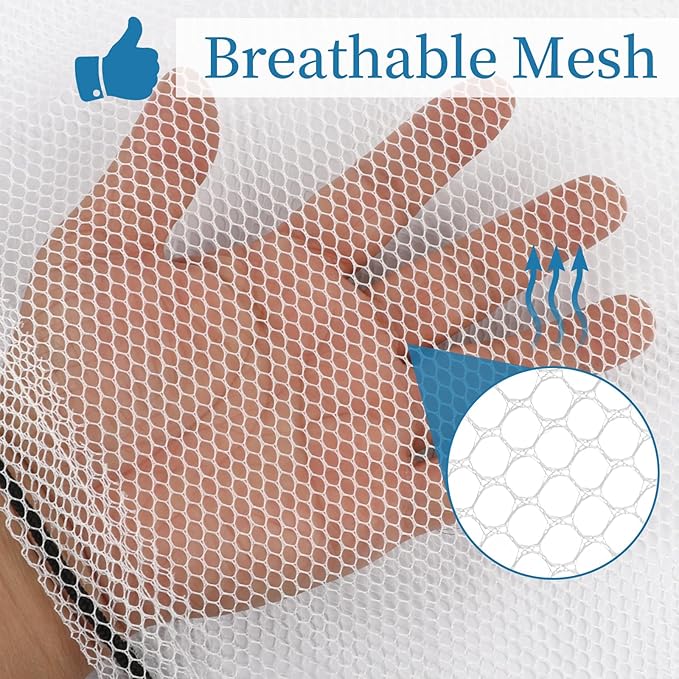 6 Pcs Mesh Bags Drawstring, 14x17 Inch with Lock, Multipurpose Storage Bags for Gym, Balls, Beach, Laundry (White)