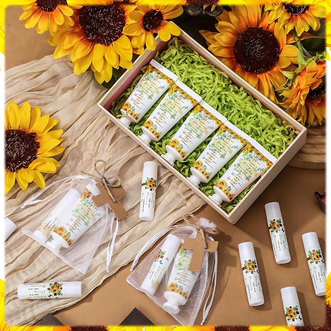 144 Pcs Christian Lip Balm Hand Cream Set Mothers Day Biblical Party Favors Include 36 Bible Lip Balms and Sunflower Moisturizing Hand Creams 36 Bags Cards and Ropes for Women Church Care