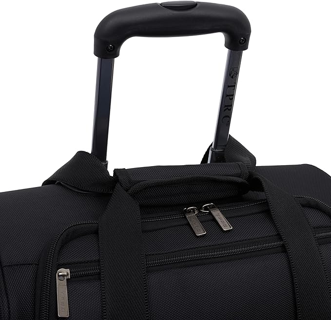 TPRC 15” Underseat Carry-On Luggage Airline Approved Personal Item with USB Charging Port, Black