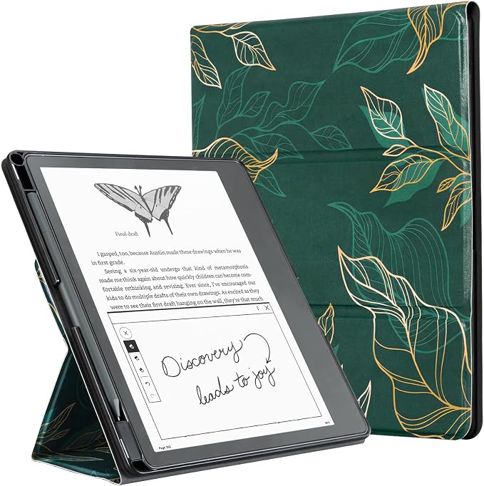 CoBak Stand Case for E-Reader case - Premium Folio Leather Cover with Pen Holder, Auto Sleep/Wake - Compatible with 10.2 Inch(2022/2024 Release),Dark Verdant
