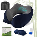 Cirorld Neck Pillow for Traveling, Travel Pillows for Airplanes,100% Pure Memory Foam Travel Neck Pillow, Adjustable Flight Pillow, Portable Plane Accessories with Eye Mask, Earplugs, Carry Bag
