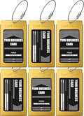 Luggage Tags Business Card Holder by TUFFTAAG - Durable Travel ID Bag Tag, Gold, 6 Tags