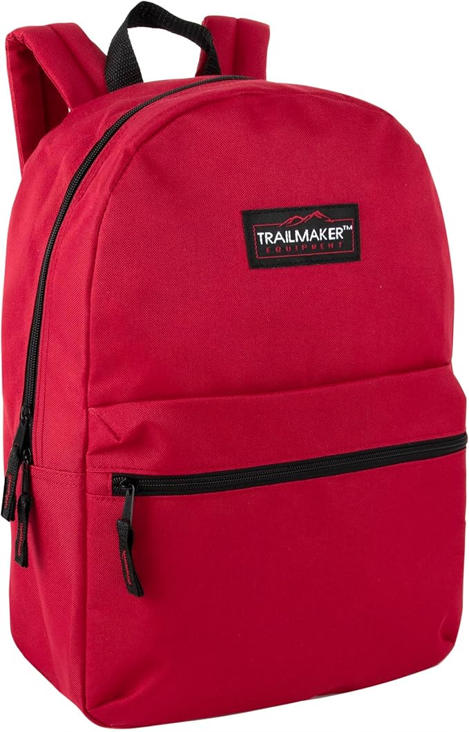 Trail maker Classic 17 inch Backpacks with Adjustable Padded Straps | School Backpacks for Girls, Boys (Red)