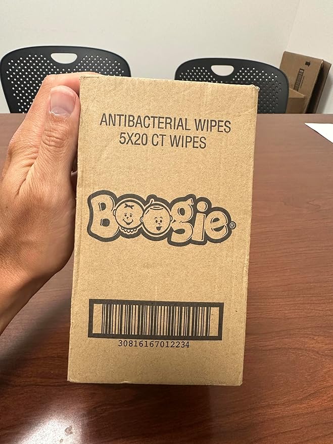 Boogie Antibacterial Hand Wipes - 100 Count - Hypoallergenic & Alcohol-Free - Travel and Diaper Bag Essential