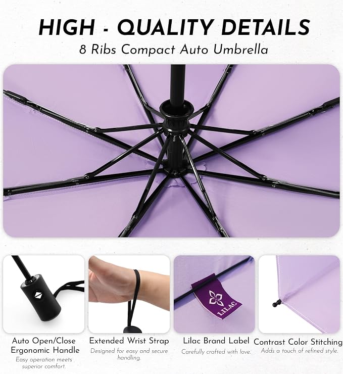Compact Travel Windproof Umbrella, 43" Auto open/close Folding Quick Dry Umbrellas for Rain, Lightweight Portable Small for Backpack Car, Thoughtful Gift for Women Men Kids, TSA Approved