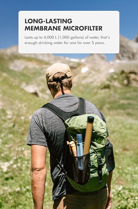 LifeStraw Peak Series — Personal Water Filter Straw for Backup Filtration, Emergency, Survival, and Ultralight Hydration, Dark Mountain Gray, 2 Pack
