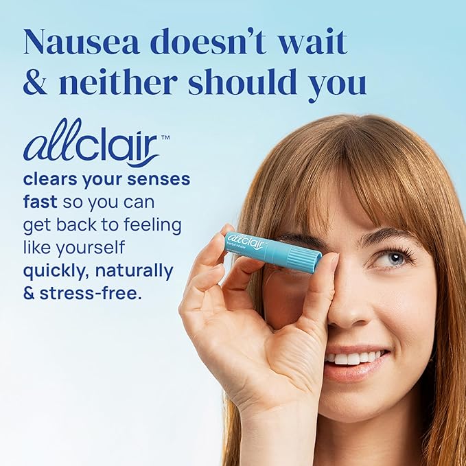 Allclair Nausea Relief Inhaler - Take Control of Motion Sickness, Morning Sickness, Medication, Stress - Fast, Natural, Drug-Free, Non-Drowsy & Portable Travel Essential (4 Inhalers)