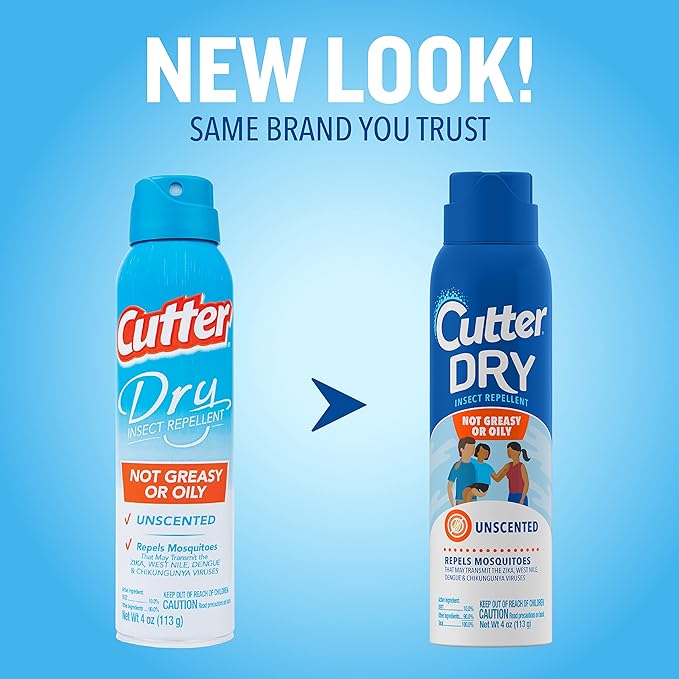 Cutter Dry Insect Repellent, Mosquito Repellent, Not Oily Or Greasy, 10% DEET , 4 Ounce (Aerosol Spray)