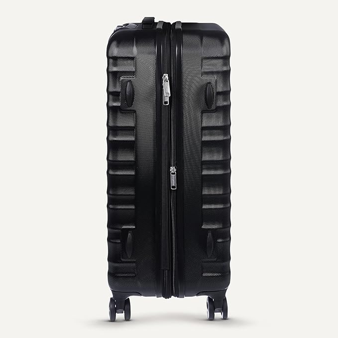 Amazon Basics 21" Hardside Carry-On Luggage with Spinner Wheels, Expandable for Up to 25% More Space, Scratch-Resistant Hard Shell, Telescoping Handle, Black