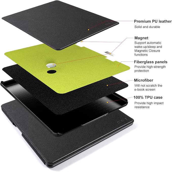 CoBak Case for Kindle Scribe - All New PU Leather Cover with Auto Sleep Wake Feature for Kindle Scribe 10.2" 2022 & 2024 Released with Pen Holder