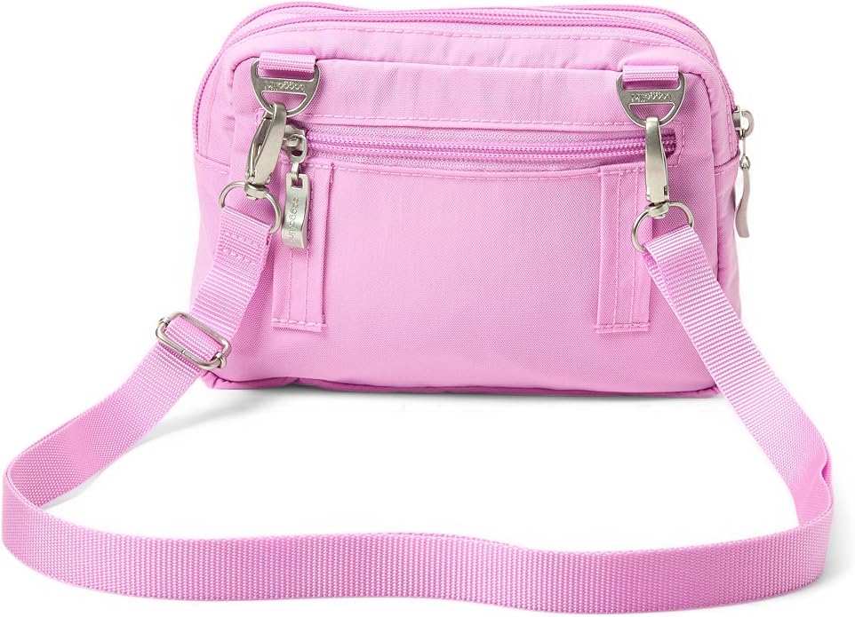 Baggallini Triple Zip Small Crossbody Bag for Women - Lightweight Convertible Fanny Pack Belt Bag