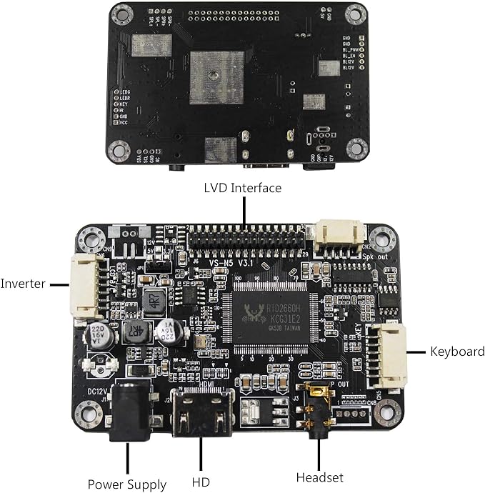 VSDISPLAY 10.4Inch IPS LCD 1024x768 Screen with Audio Controller Board & 12V DC 2A Power Adapter US Plug