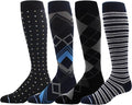 Dr. Motion 4 Pairs Men's Athletic Traveler Graduated Compression Knee High Socks