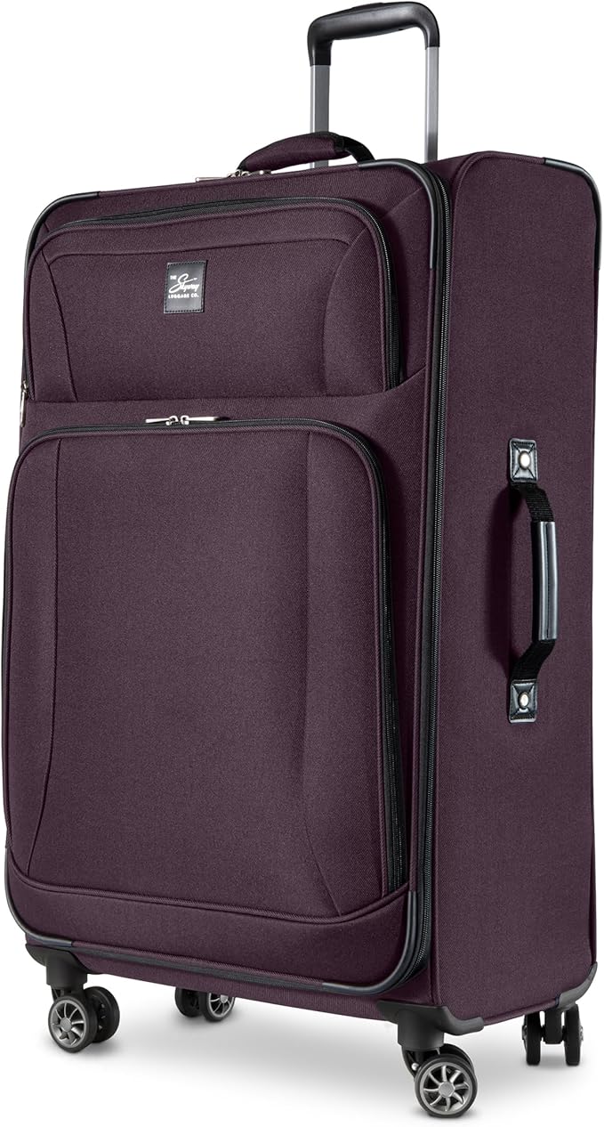 Skyway Epic Softside 3-Piece Luggage Set - Lightweight Suitcase with Wheels | TSA Approved Travel Bag | Spinner Suitcase | Luggage Set with Telescoping Handle, 20", 24" & 28", Plum