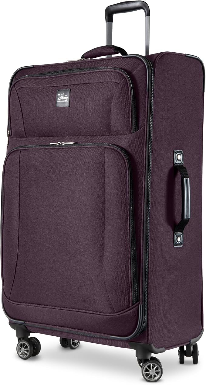 Skyway Epic Softside Large Checked Luggage - Lightweight Suitcase with Wheels | TSA Approved Travel Bag | Spinner Suitcase | Large Luggage Set with Telescoping Handle, 28 inch, Plum