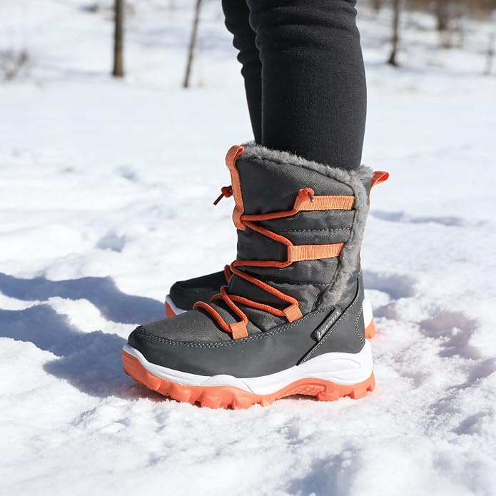 CIOR Winter Snow Boots for Boy and Girl Outdoor Waterproof with Fur Lined(Toddler/Little Kids)