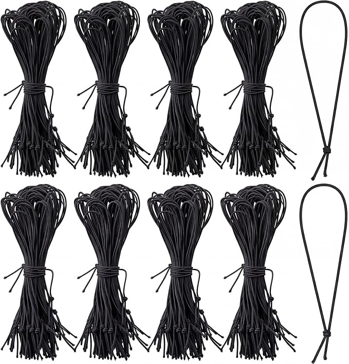 2000 Pcs 9 Inch Long Elastic Loop for Attaching Tags, Easy and Fast to Attach, Bundle of Elastic String for Hang Tag, Clothes Tabs, Price Tabs, Luggage Label (Black)